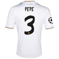 Real Madrid UEFA Champions League Home Shirt 2013/14 with Pepe 3 print, White