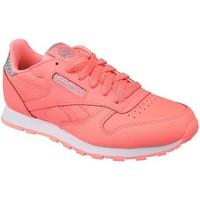 reebok sport classic leather girlss childrens shoes trainers in pink
