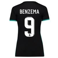 Real Madrid Away Shirt 2017-18 - Womens with Benzema 9 printing, Black