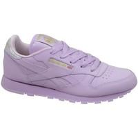 Reebok Sport Classic Leather Metallic girls\'s Children\'s Shoes (Trainers) in purple