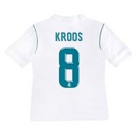 Real Madrid Home Shirt 2017-18 - Kids with Kroos 8 printing, White