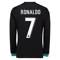 Real Madrid Away Shirt 2017-18 - Long Sleeve with Ronaldo 7 printing, Black