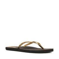 reef womens slim ginger leather flip flops brown