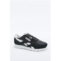 reebok classic black and white trainers black