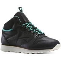 reebok sport cl leather mid trial mens shoes high top trainers in blac ...
