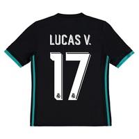 Real Madrid Away Shirt 2017-18 - Kids with Lucas V 17 printing, Black