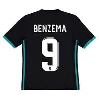 Real Madrid Away Shirt 2017-18 - Kids with Benzema 9 printing, Black