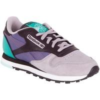 reebok sport cl lthr pm womens shoes trainers in purple