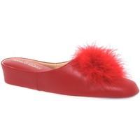 relax pom pom ii womens leather slippers womens clogs shoes in red