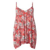 red floral print camisole top red