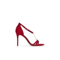 Reiss Ariana T-Bar Heeled Sandals in Red