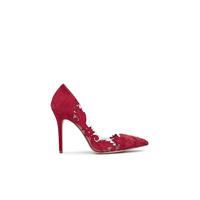 reiss tiber laser cut suede shoes in red