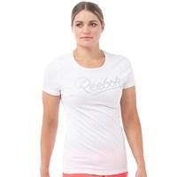 Reebok Womens Script Logo Slim Fit T-Shirt White