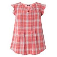 Red Check Pintuck Top, Red