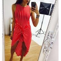 Remmy striped dipped hem dress