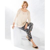 Relaxed Cotton Knit, Limestone, Size L, 61% cotton, 39% viscose