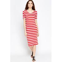 red striped bodycon midi dress