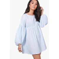 Rebecca Lightweight Stripe Smock Dress - blue