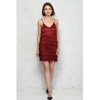 red fringed flapper dress