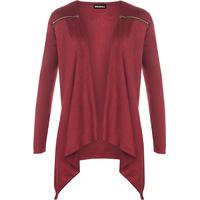 renata suede look open cardigan wine