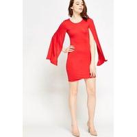 Red Cape Sleeve Bodycon Dress