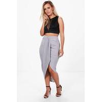 renee ruched wrap front maxi skirt grey