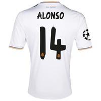 Real Madrid UEFA Champions League Home Shirt 2013/14 with Alonso 14 pr, White