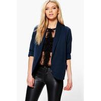 Relaxed Pocket Blazer With Wide Cuff - navy