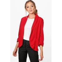 Relaxed Pocket Blazer With Wide Cuff - red