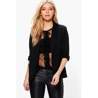 Relaxed Pocket Blazer With Wide Cuff - black