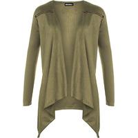 Renata Suede Look Open Cardigan - Khaki