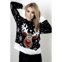 reindeer amp snowflake christmas jumper in red