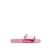 Renee Fuchsia Pink Clear Strap Sliders