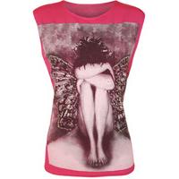 Regena Angel Sparkle Sleeveless Vest Top - Cerise