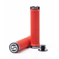 Red Sram Locking Grips With 2 Clamps & End Plugs