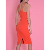 REMI - Red Halter Neck Fitted Midi Dress