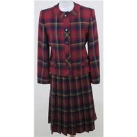 Reldan, size 10 blue & red checked wool skirt suit