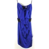 Reiss Size 6 Electric Blue Strapless Coctail Dress With 3D Waterfall Ruffle