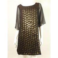 Reiss Size 14 Black Silk Dress With Sequin Under Layer