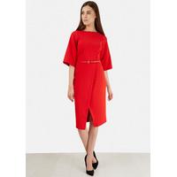 Red Wrap Front Kimono Sleeve Dress