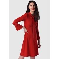 Red A-Line Dress with Tie Neck