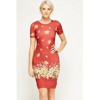 Red Floral Bodycon Dress