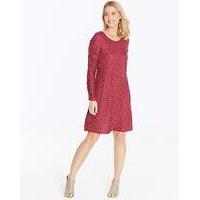 Red Ruched Sleeve Swing Dress