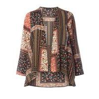 Red Floral Patchwork Kimono, Dark Multi