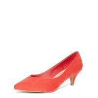 red suedette kitten heel court shoes red