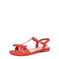 Red T-Bar Bow Sandals, Red