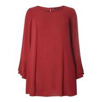 Red Frill Cuff Tunic, Red