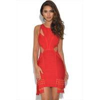 Red Fringed Bandage Dress