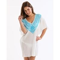 refine embroidered deep v neck kaftan malibu