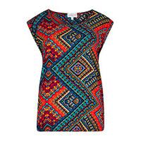 red multi coloured tribal print t shirt